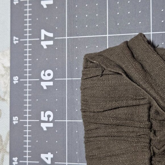 Brown Elastic Waist Linen Blend Shorts With Front Tie & Rolled Hem - Picture 4 of 7